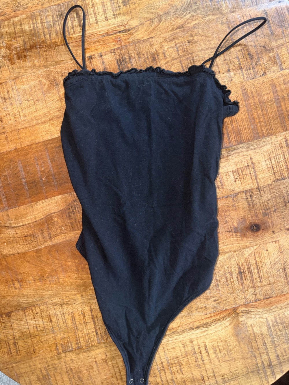 Abercrombie & Fitch Black Ribbed Spaghetti-Strap Bodysuit